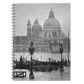 Black White Canal Venice Italië Reis Notitieboek (Voorkant)