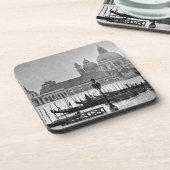 Black White Canal Venice Italië Reis Onderzetter (Linkerzijde)