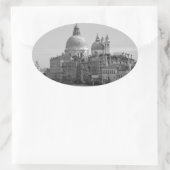 Black White Canal Venice Italië Reis Ovale Sticker (Tas)