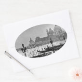 Black White Canal Venice Italië Reis Ovale Sticker (Envelop)