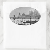 Black White Canal Venice Italië Reis Ovale Sticker (Tas)