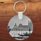 Black White Canal Venice Italië Reis Sleutelhanger (Voorkant)