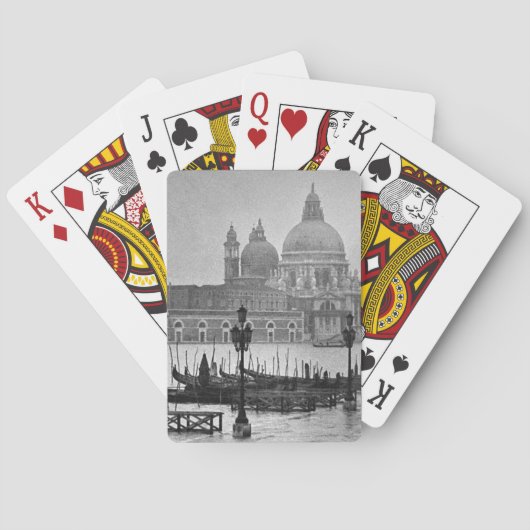Black White Canal Venice Italië Reis Speelkaarten (Achterkant)