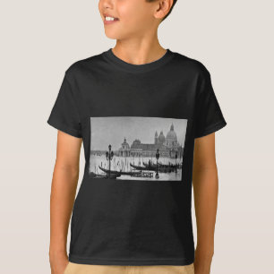 Black White Canal Venice Italië Reis T-shirt