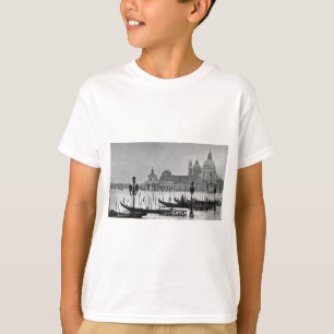 Black White Canal Venice Italië Reis T-shirt