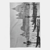 Black White Canal Venice Italië Reis Theedoek (Verticaal)