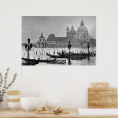 Black White Canal Venice Italië Reisposter Poster (Keuken)