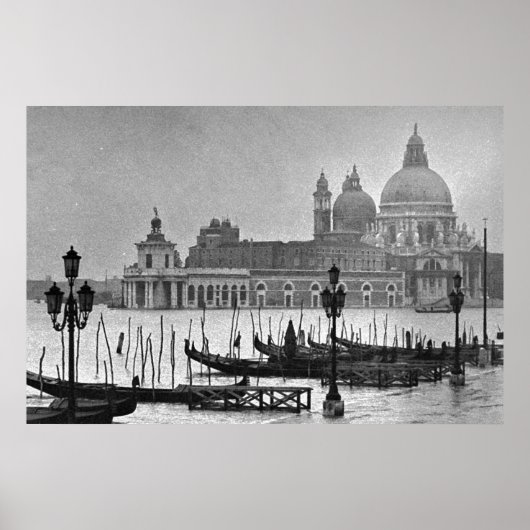 Black White Canal Venice Italië Reisposter Poster (Voorkant)