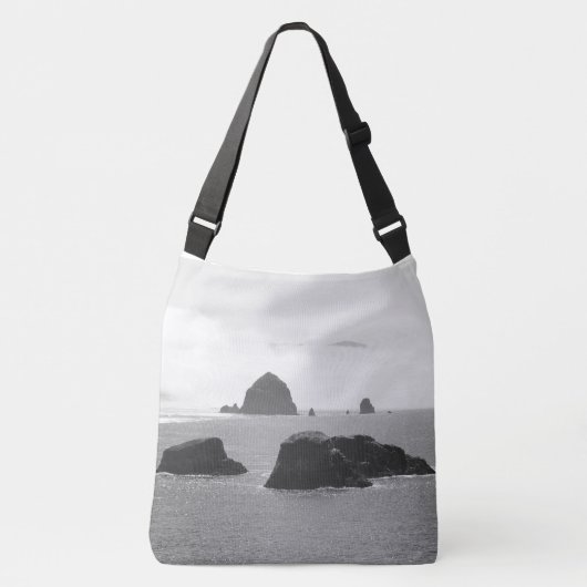 Black & White Cannon Beach Zee Stacks Groot Crossbody Tas (Voorkant)