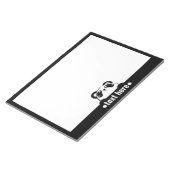 Black White Cartoon Panda Cute NAME Notitieblok (Schuin)