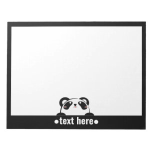 Black White Cartoon Panda Cute NAME Notitieblok