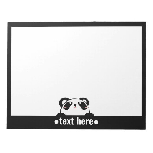 Black White Cartoon Panda Cute NAME Notitieblok (Voorkant)