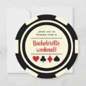 Black White Casino Poker Chip Bachelorette Party Kaart (Voorkant)
