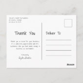 Black White Casual handschrift Business Hartelijk  Briefkaart (Achterkant)