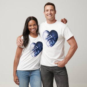 Black White Cat Bird Love Waterverf T-shirt