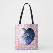 Black White Cat Bird Love Waterverf Tote Bag (Voorkant)