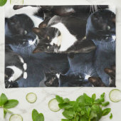 Black White Cat Madness Theedoek (Gevouwen)