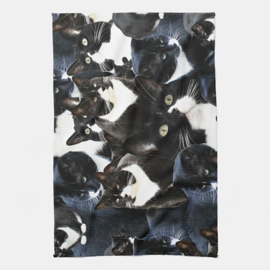 Black White Cat Madness Theedoek (Verticaal)