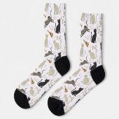 Black & White Cat Music Notes Socks Sokken (Links)