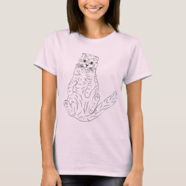 Black@White Cat Rest voor vrouw Roze T-shirt