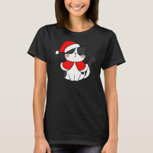 Black White Cat Santa Hat Kerstmis Cat Bah humbu T-shirt