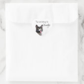 Black White Cat Sticking Tongue Out Heart Sticker (Tas)