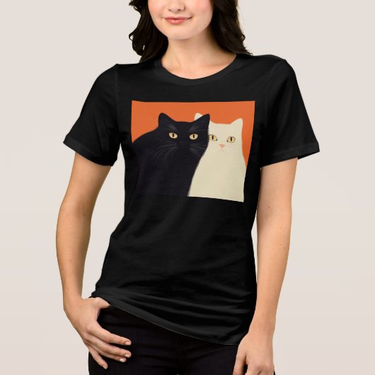 Black & White Cat T-shirt (Voorkant)