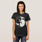 Black White Cat Yin en Yang T-shirt for Women en (Voorkant volledig)
