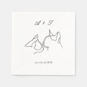 Black White Cats Doodle Couple Weddenemonogram Servet (Voorkant)