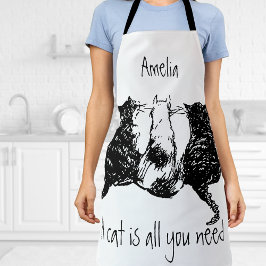 Black White Cats "Een kat is alles wat je nodig he Schort