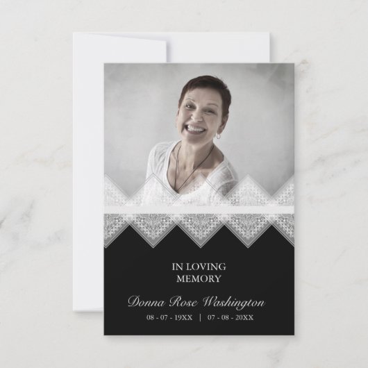 Black & White Celebration Life Funeral Lace Effect (Voorkant)