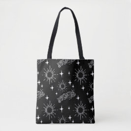 Black & White Celestial Sunburst Canvas tas