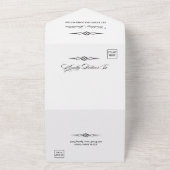 Black White Celtic Knot Arrow Wedding All In One Uitnodiging (Buitenkant)