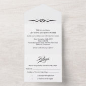 Black White Celtic Knot Arrow Wedding All In One Uitnodiging (Binnen)
