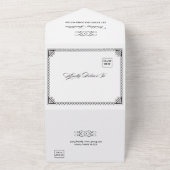 Black White Celtic Knot Wedding All In One Uitnodiging (Buitenkant)