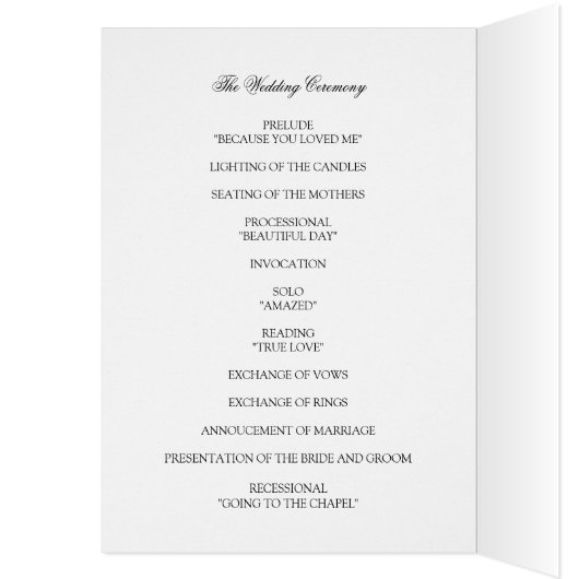 Black & White Ceremony-programma's (Binnen (Links))