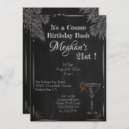 Black White  Chalk 21st Cosmo Birthday Bash Kaart