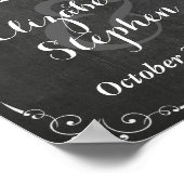Black White Chalkboard Floral Wedding Sign Poster (Hoek)
