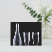 Black White Champagne Flete Glasses Festive Briefkaart (Staand voorkant)