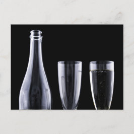 Black White Champagne Flete Glasses Festive Briefkaart