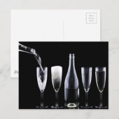 Black White Champagne Flete Glasses Festive Briefkaart (Voorkant / Achterkant)