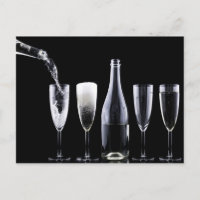 Black White Champagne Flete Glasses Festive