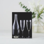 Black White Champagne Flete Glasses Festive Briefkaart (Staand voorkant)