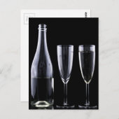 Black White Champagne Flete Glasses Festive Briefkaart (Voorkant / Achterkant)
