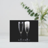 Black White Champagne Flete Glasses Festive Briefkaart (Staand voorkant)
