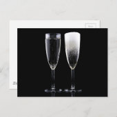 Black White Champagne Flete Glasses Festive Briefkaart (Voorkant / Achterkant)