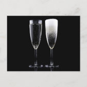 Black White Champagne Flete Glasses Festive Briefkaart (Voorkant)