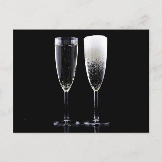 Black White Champagne Flete Glasses Festive Briefkaart (Voorkant)