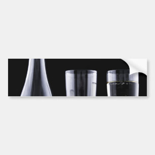 Black White Champagne Flete Glasses Festive Bumpersticker