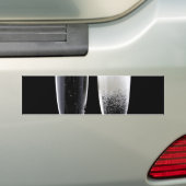 Black White Champagne Flete Glasses Festive Bumpersticker (Op auto)